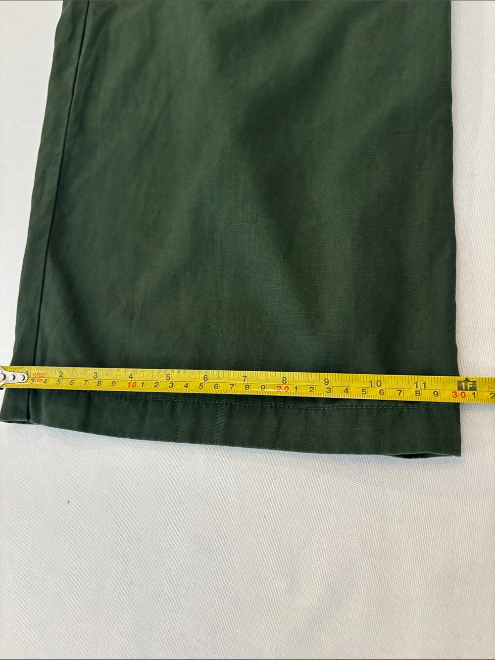 Madewell Army Green Wide-Leg Cropped Cotton Linen Blend Pleated Trousers. 10P - Picture 12 of 12